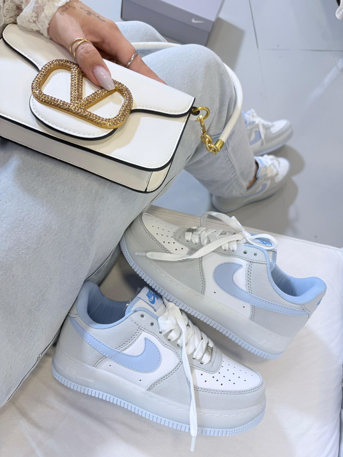 Nike Air Force Prime - Cinza/Branco/Azul Metálico