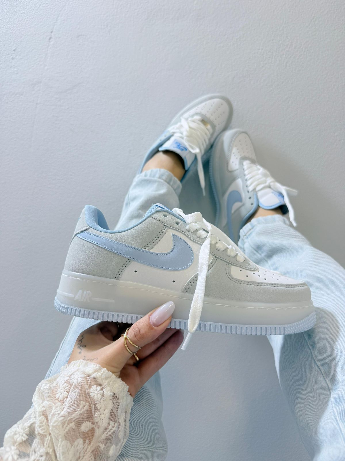 Nike Air Force Prime - Cinza/Branco/Azul Metálico