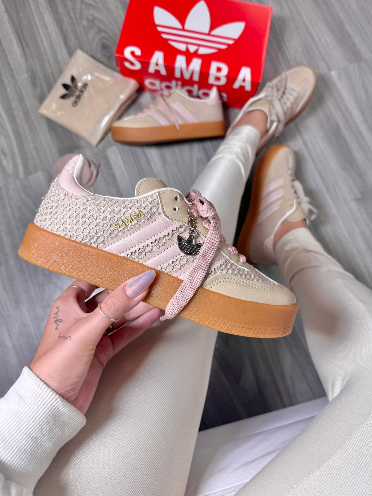 Adidas Sambae Tricô - Rosa Bebê/Champanhe