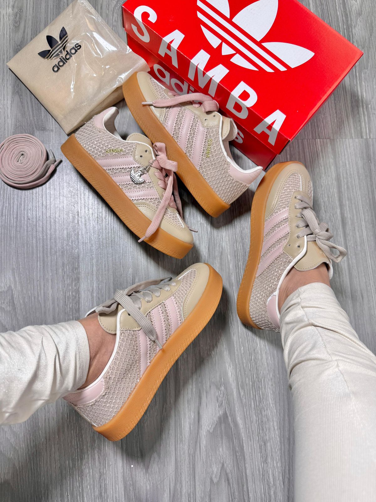 Adidas Sambae Tricô - Rosa Bebê/Champanhe