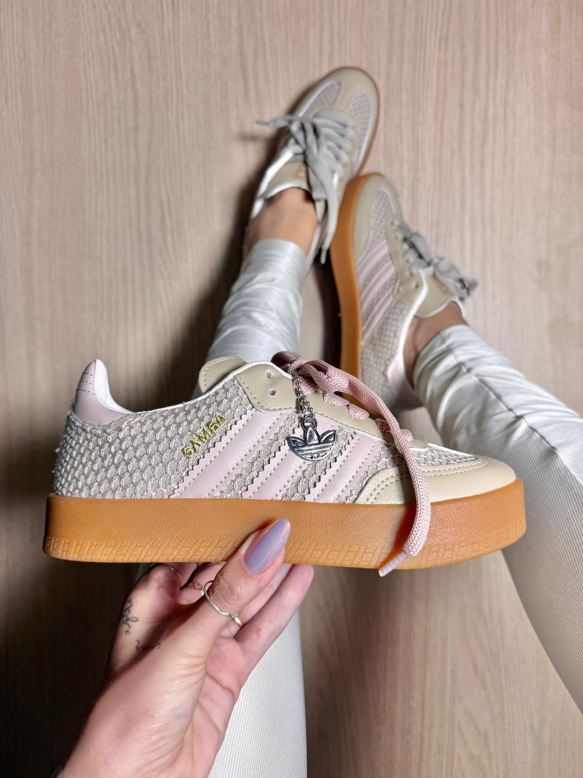 Adidas Sambae Tricô - Rosa Bebê/Champanhe