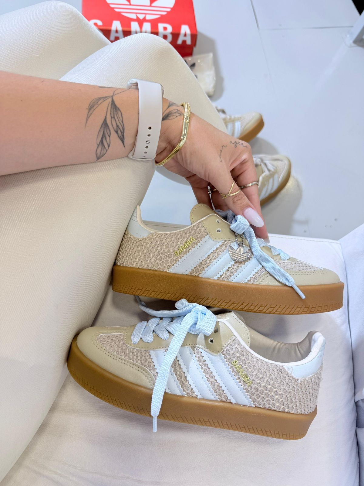 Adidas Sambae Tricô - Azul Bebê/Champanhe