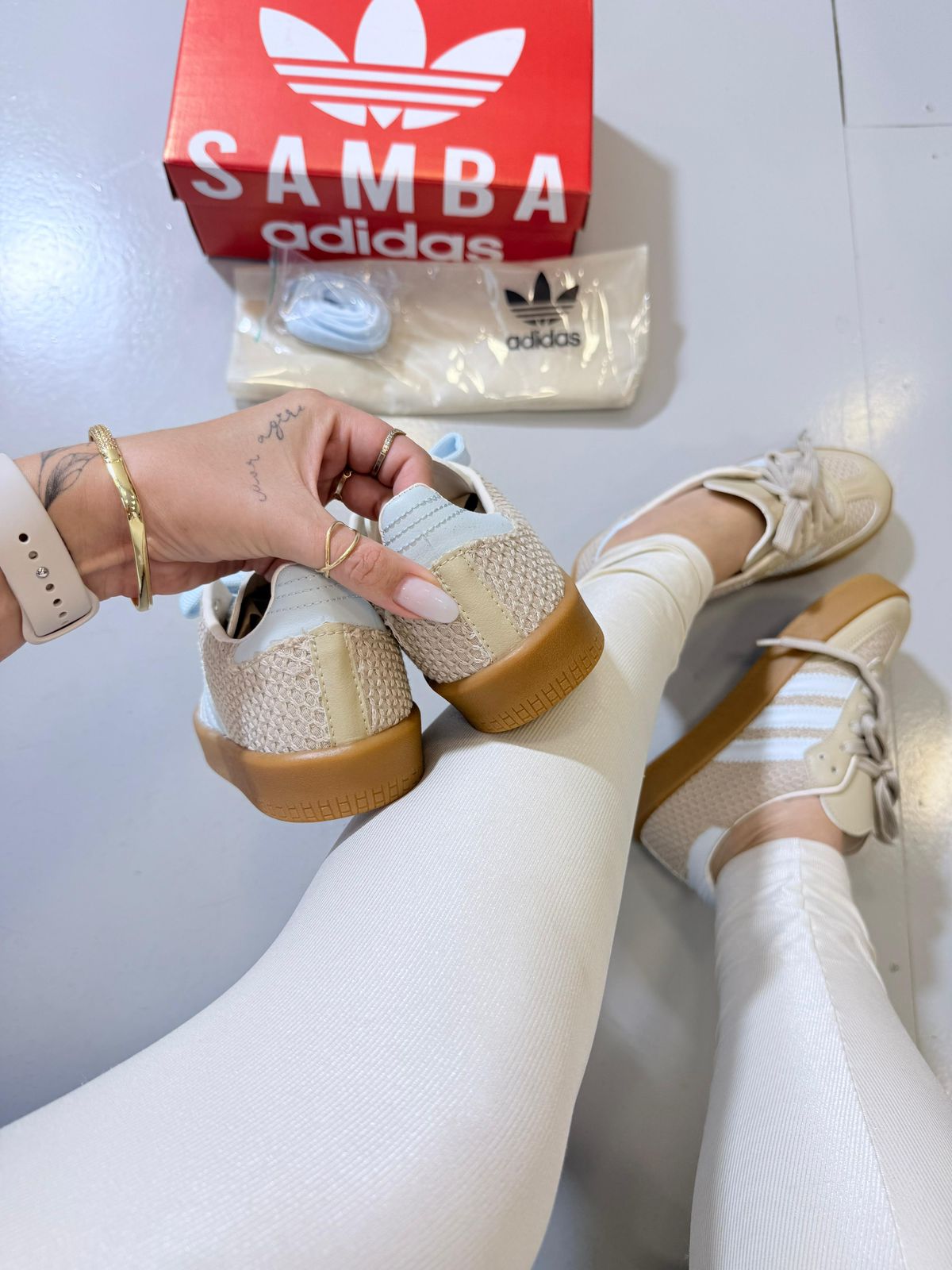 Adidas Sambae Tricô - Azul Bebê/Champanhe