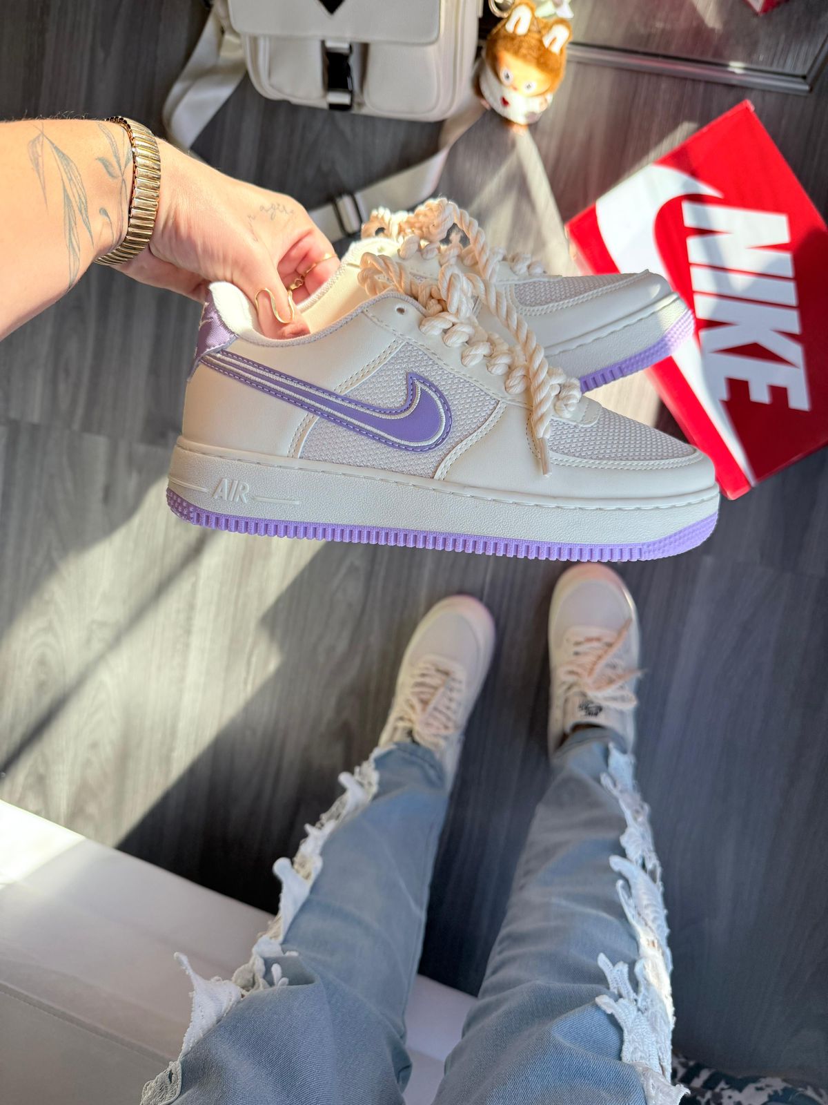 Nike Air Force GS Prime - Off White/Lilás