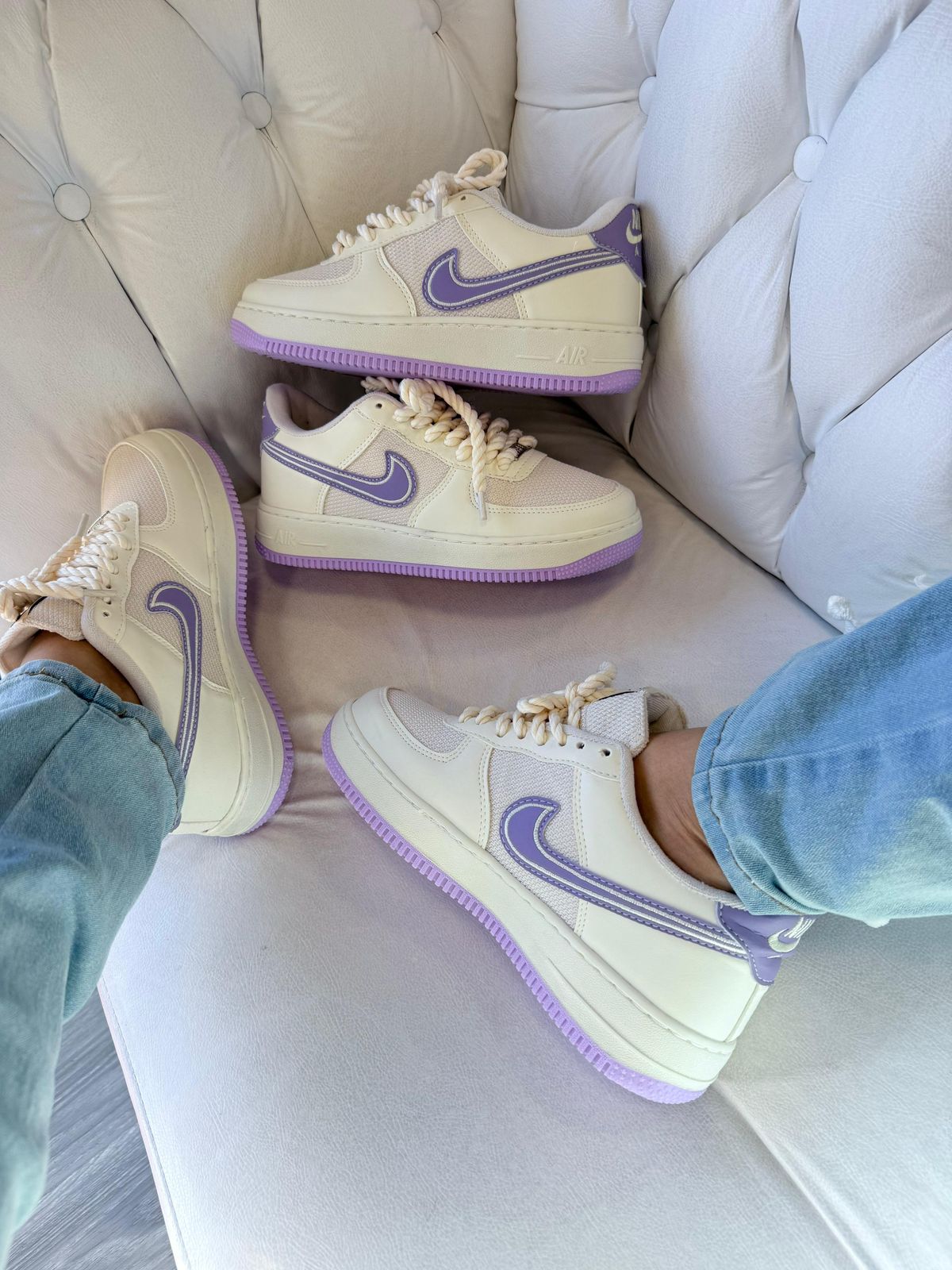 Nike Air Force GS Prime - Off White/Lilás