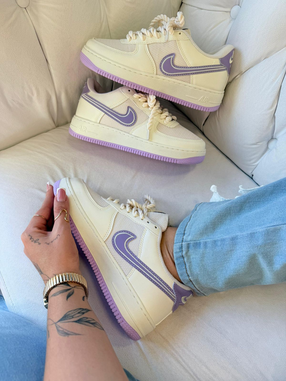 Nike Air Force GS Prime - Off White/Lilás