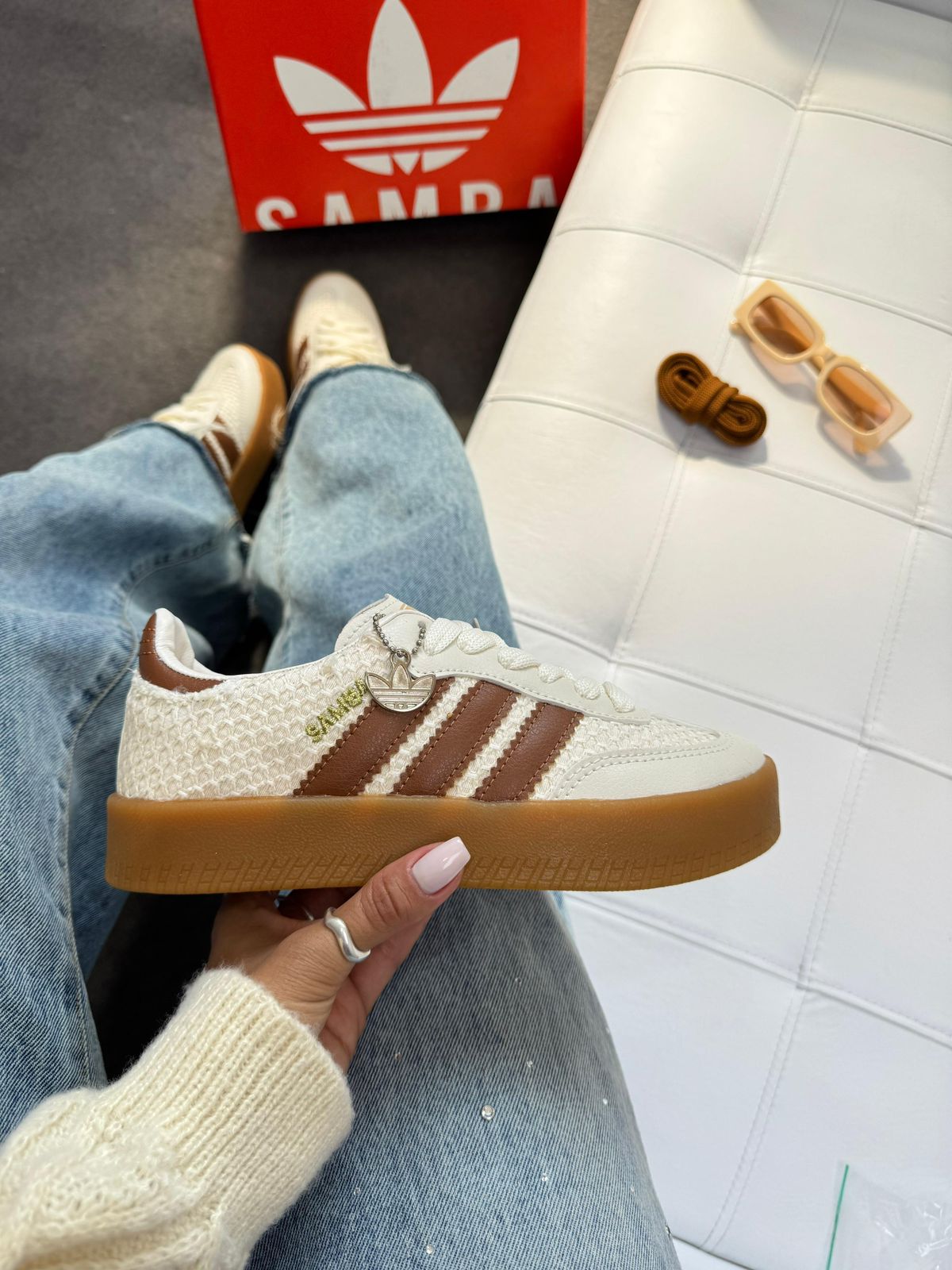 Adidas Sambae Tricô - Off White/Caramelo