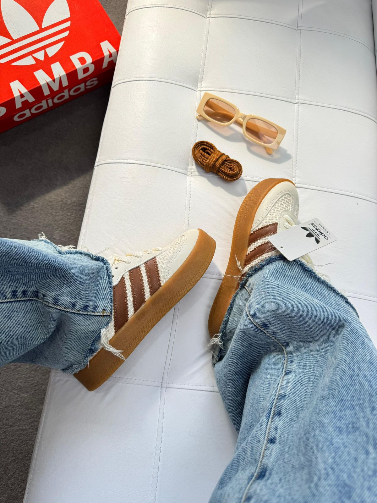 Adidas Sambae Tricô - Off White/Caramelo