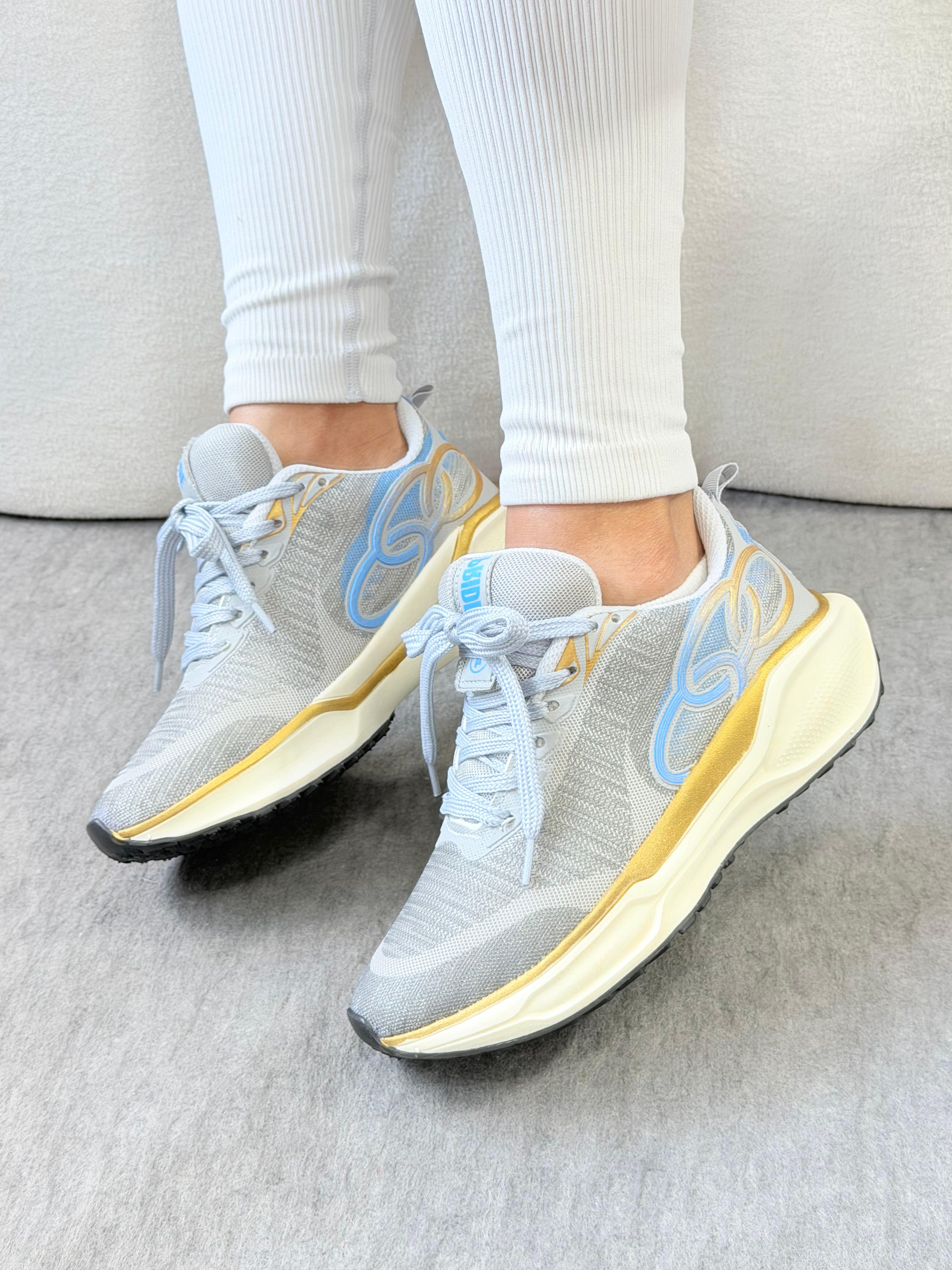 Olympikus Pride - Cinza/Dourado/Azul Bebê